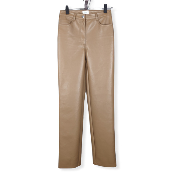 Aritzia Pants - Aritzia Wilfred Melina High Rise Vegan Leather Pants Camel Tan Brown Size 2